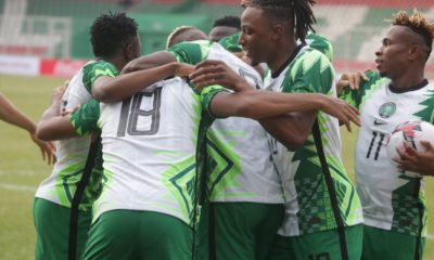 Super eagles celebrating their goal