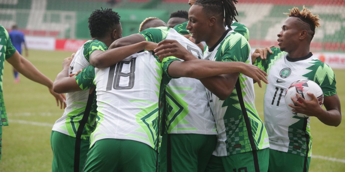 Super eagles celebrating their goal